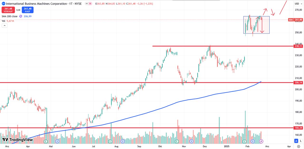 Performance-Chart von IBM vom 24.02.2025 auf TradingView