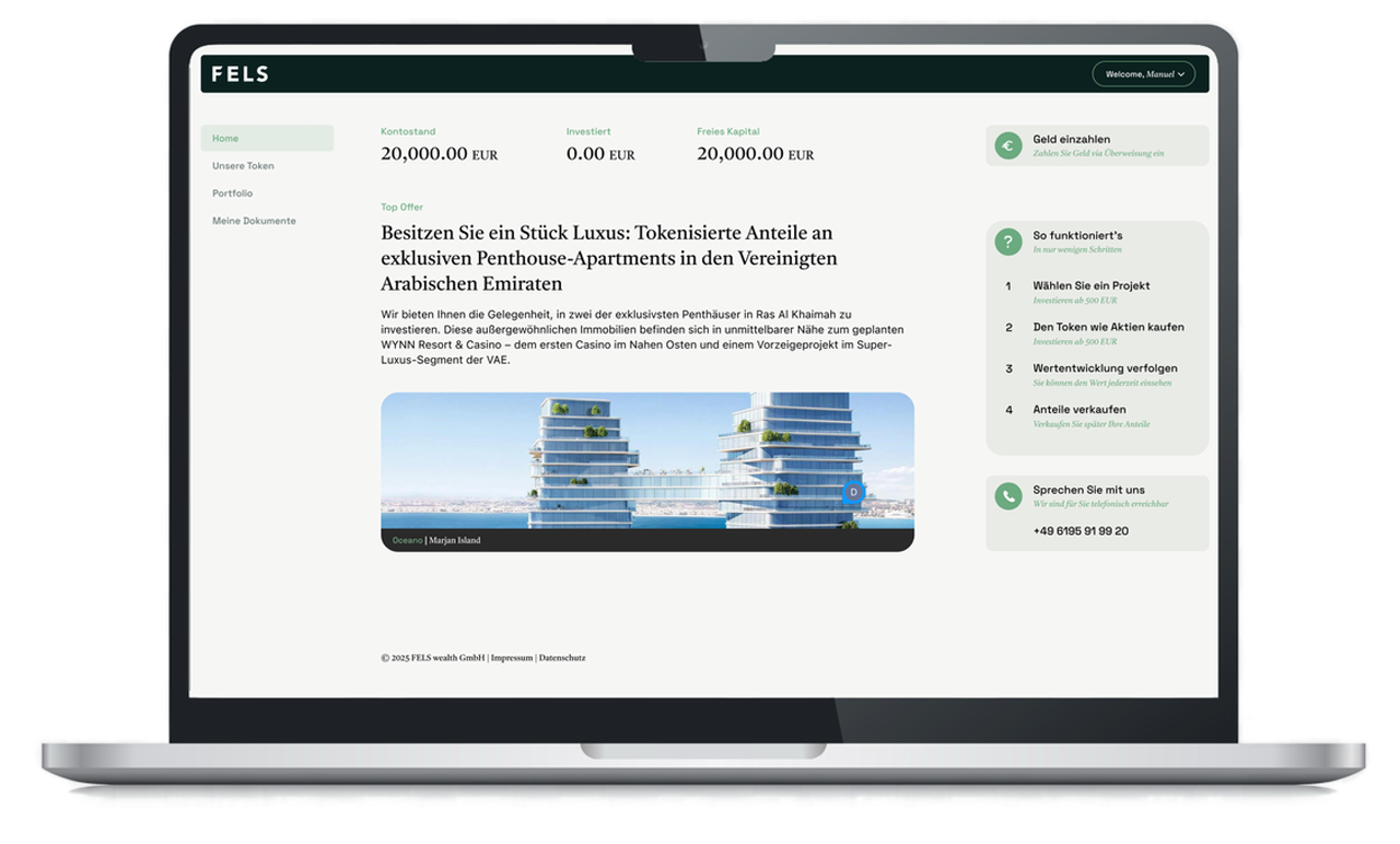 Oceano Token Screenshot - Konto eröffnen